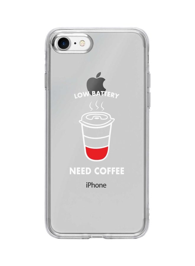 Stylizedd Classic Clear Series Low Battery Need Coffee Printed Case Cover For Apple iPhone 7 Clear/Red/White - Image 1