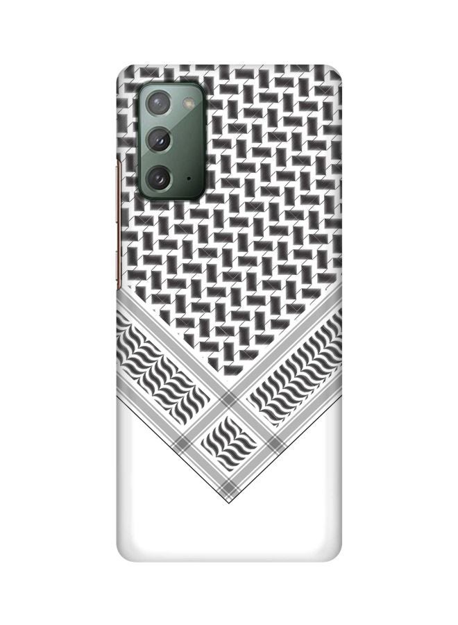 ستايلايزد غطاء حماية من سلسلة سناب كلاسيك مزين بطبعة غترة عربية لهاتف سامسونج جالاكسي نوت 20 أبيض/أسود/رمادي - Image 1