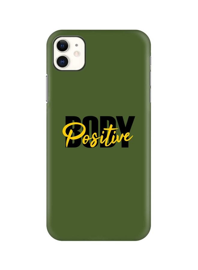 ستايلايزد غطاء حماية بطبعة عبارة "Positive Body" من سلسلة سناب كلاسيك لهاتف أبل آيفون 11 أصفر/أخضر/أسود - Image 1