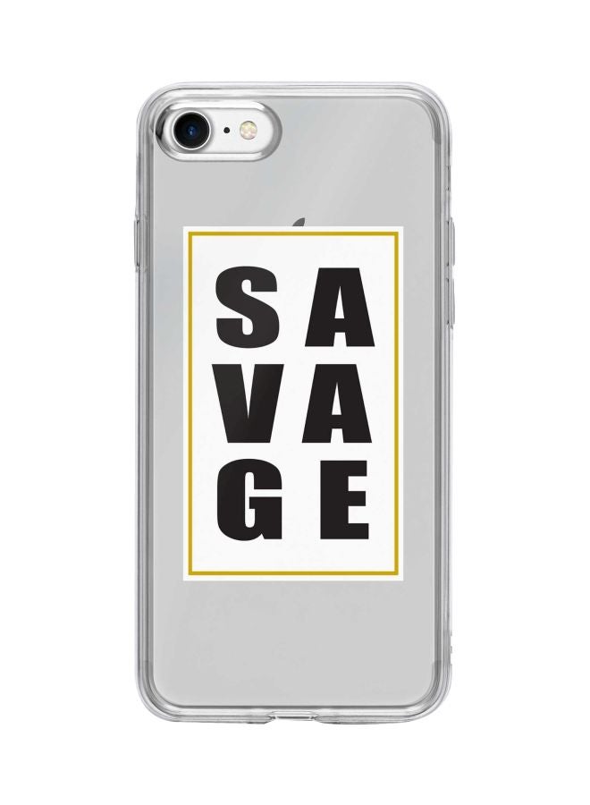 ستايلايزد غطاء حماية من سلسلة كلاسيك كلير بطبعة كلمة "Savage" لهاتف أبل آيفون 7 شفاف/أبيض/أسود - Image 1