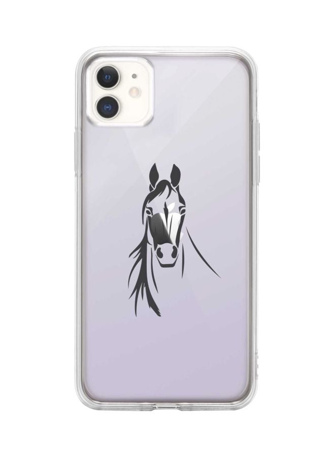 Stylizedd Classic Clear Series Arabian Stallion Printed Case Cover For Apple iPhone 11 Clear/Black - Image 1