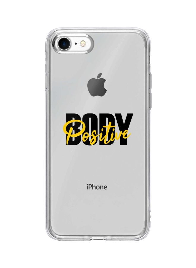 ستايلايزد غطاء حماية من سلسلة كلاسيك كلير مطبوع عليه عبارة ‎'Body Positive'‎ لهاتف أبل آيفون 7 شفاف/أسود/أصفر - Image 1
