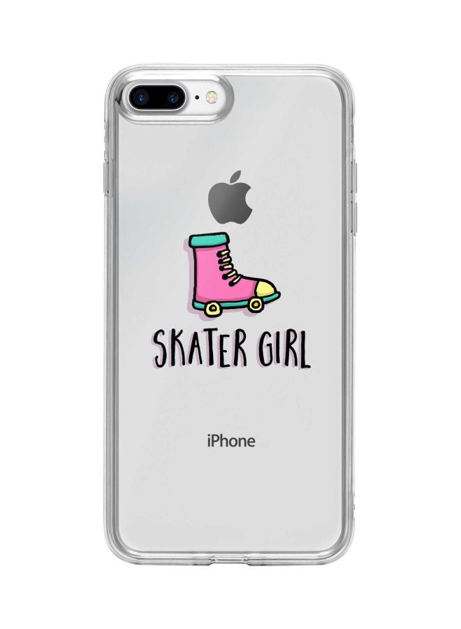 ستايلايزد Classic Clear Series Skater Girl Printed Case Cover For Apple iPhone 7 Plus Clear/Black/Pink - Image 1