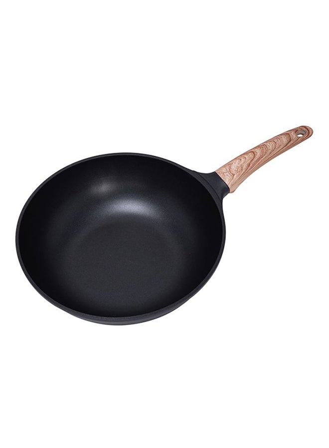 ALBERTO Non Stick Wok Pan With Glass Lid Black 30cm - Image 2