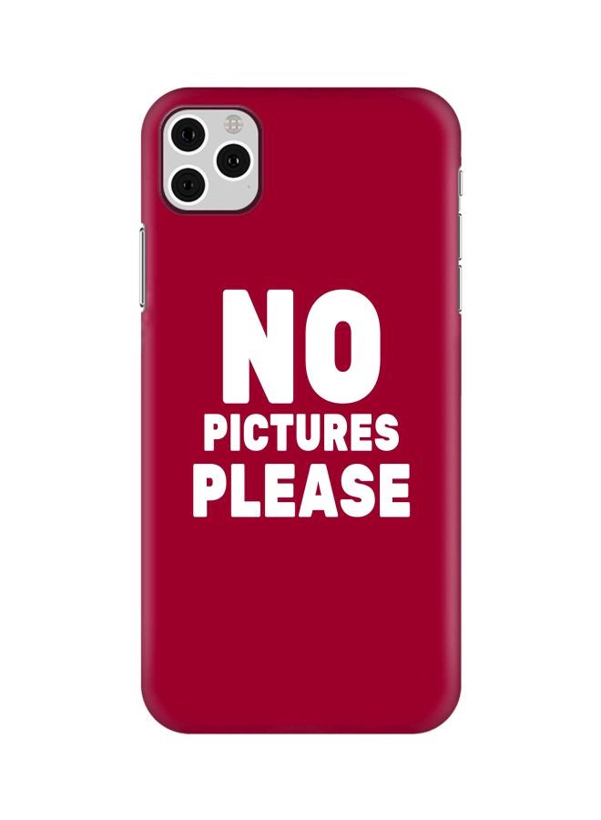 ستايلايزد غطاء حماية مطبوع عليه عبارة "No Pictures Please" من سلسلة كلاسيك لهاتف أبل آيفون 11 برو ماكس أحمر/أبيض - Image 1