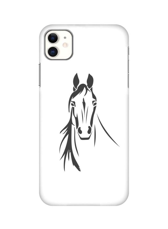 Stylizedd Classic Series Arabian Stallion Printed Case Cover For Apple iPhone 11 White/Black - Image 1
