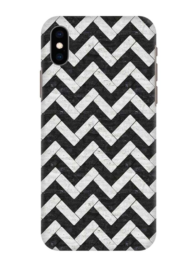 غطاء حماية بتصميم بلاط بنقشة شيفرون لهاتف أبل آيفون XS ماكس أبيض/ أسود
