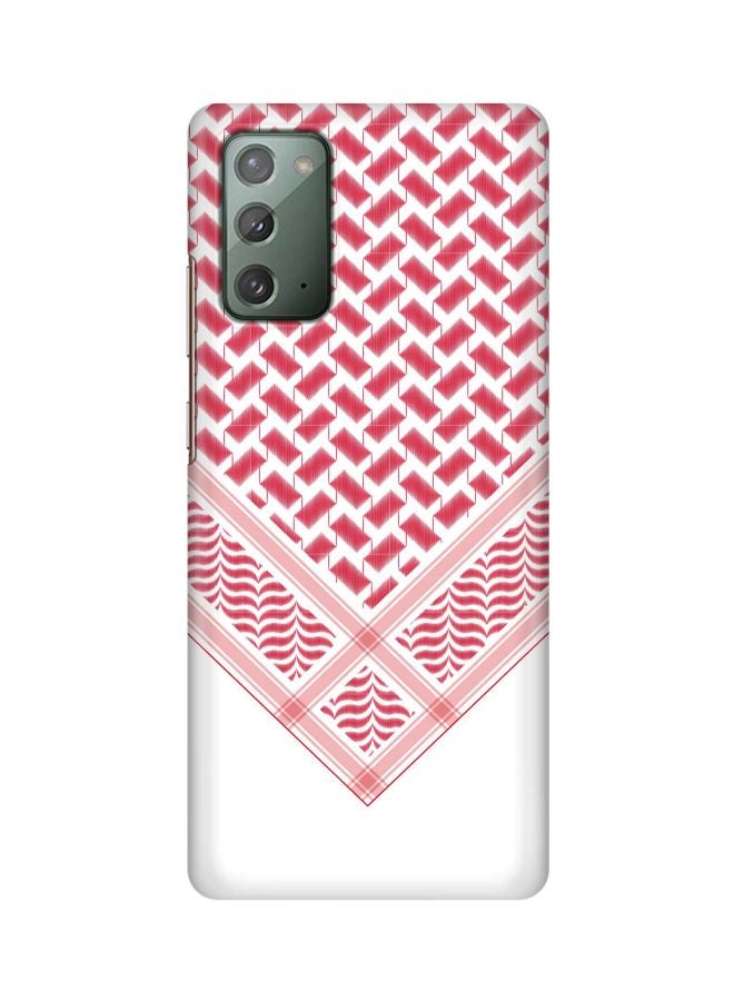 ستايلايزد غطاء حماية من سلسلة سناب كلاسيك مزين بطبعة غترة عربية لهاتف سامسونج جالاكسي نوت 20 وردي/أبيض - Image 1