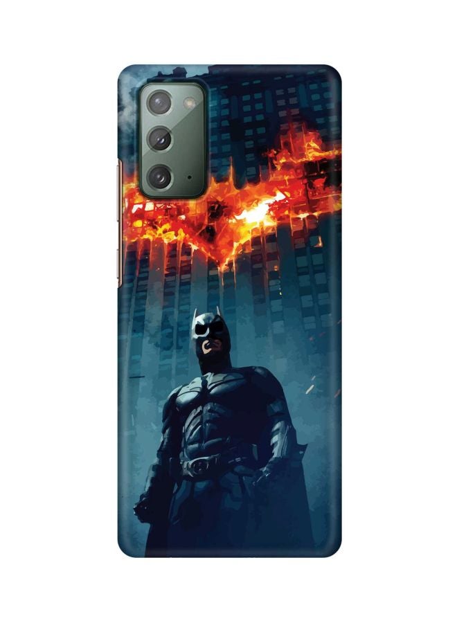 Stylizedd Snap Classic Series Burning Batman Printed Case Cover For Samsung Galaxy Note 20 Blue/Yellow/Orange
