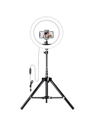 3000.0 mAh Fill Ring Light With Adjustable Stand With 2 Cell Phone Holder LED Selfie Ring Light Black - v1600957201/N39946793A_1
