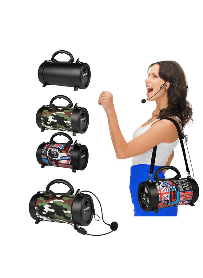 Portable BT Speaker Outdoor Wireless Bass Subwoofer Multifunctional Sound Box with Mic Camouflage - Image 4