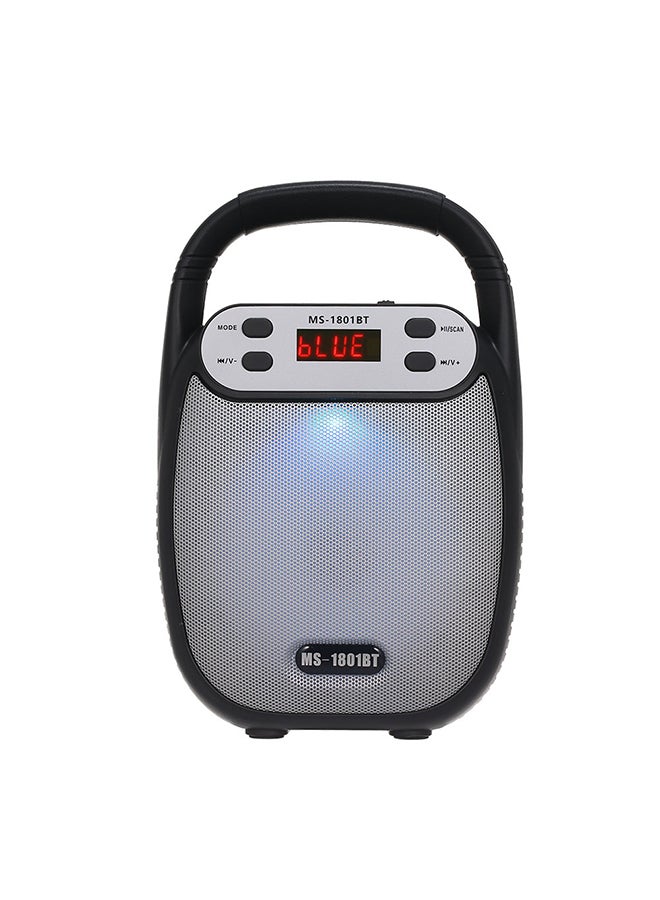 MS-1801BT Portable Outdoor Speaker Colorful LED Light Super Bass Wireless Bluetooth Speakers FM Radio TF Card U Disk Music Player Digital Display Silver/Black - Image 1