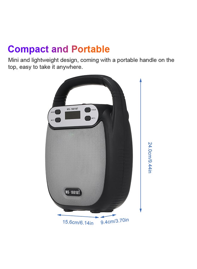 MS-1801BT Portable Outdoor Speaker Colorful LED Light Super Bass Wireless Bluetooth Speakers FM Radio TF Card U Disk Music Player Digital Display Silver/Black - Image 2