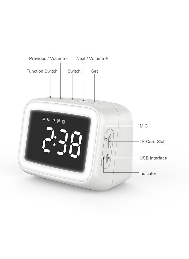AEC - AEC BT511 Mini Bluetooth 5.0 Speaker Alarm Clock Radio with FM Radio Supports LED Night Lamp TF Card Temperature Display Micro USB Rechargeable Wireless Speaker Red - Image 1