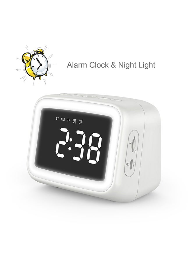 AEC - AEC BT511 Mini Bluetooth 5.0 Speaker Alarm Clock Radio with FM Radio Supports LED Night Lamp TF Card Temperature Display Micro USB Rechargeable Wireless Speaker Red - Image 1