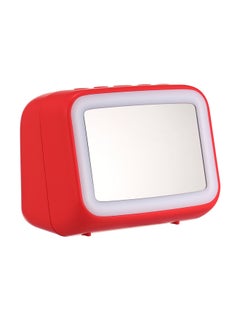 AEC AEC BT511 Mini Bluetooth 5.0 Speaker Alarm Clock Radio with FM Radio Supports LED Night Lamp TF Card Temperature Display Micro USB Rechargeable Wireless Speaker Red  - Image 4