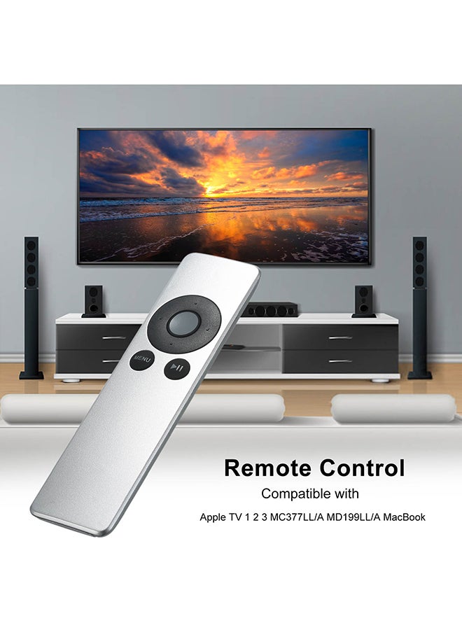 Generic - Remote Controller Replacement for Apple TV Universal Remote Control Compatible with Apple TV 1 2 3 MC377LL/A MD199LL/A MacBook Silver - Image 1