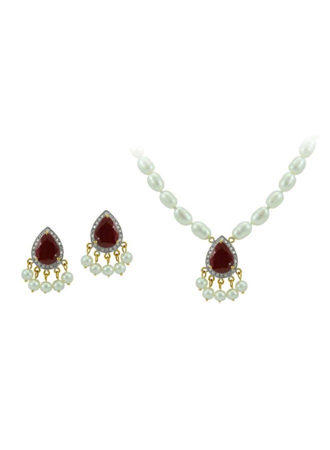 Vera Perla 18 Karat Gold Diamonds Royal Indian Ruby Jewellery Set  - Image 1