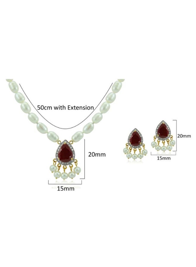 Vera Perla 18 Karat Gold Diamonds Royal Indian Ruby Jewellery Set  - Image 3