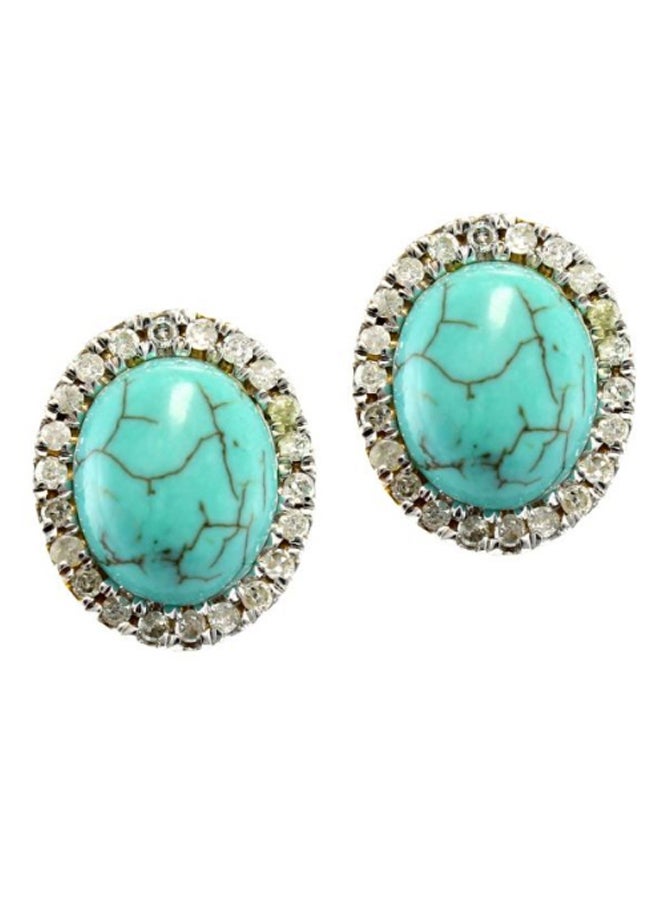 Vera Perla 10 Karat Genuine Oval Diamond Earrings - Image 1