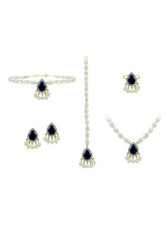 18 Karat Gold Diamonds Royal Indian Sapphire Jewellery Set