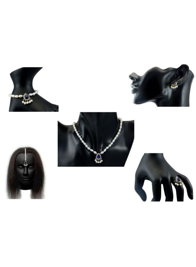 Vera Perla - 18 Karat Gold Diamonds Royal Indian Sapphire Jewellery Set - Image 1