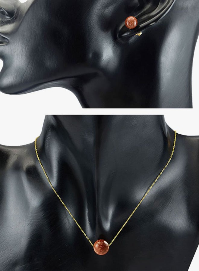 Vera Perla - 18 Karat Gold Sunstone Jewellery Set - Image 1