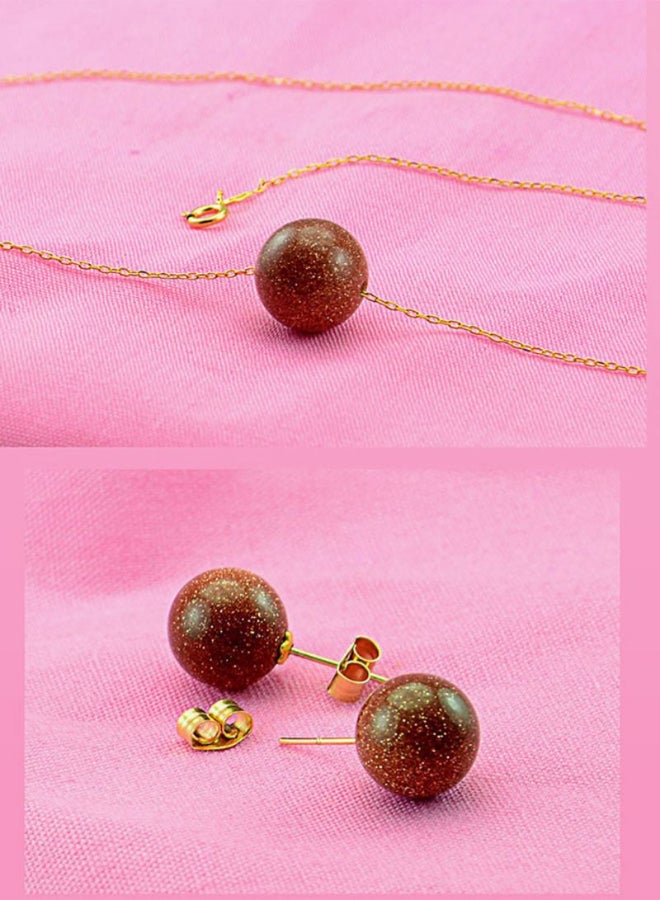 Vera Perla - 18 Karat Gold Sunstone Jewellery Set - Image 1