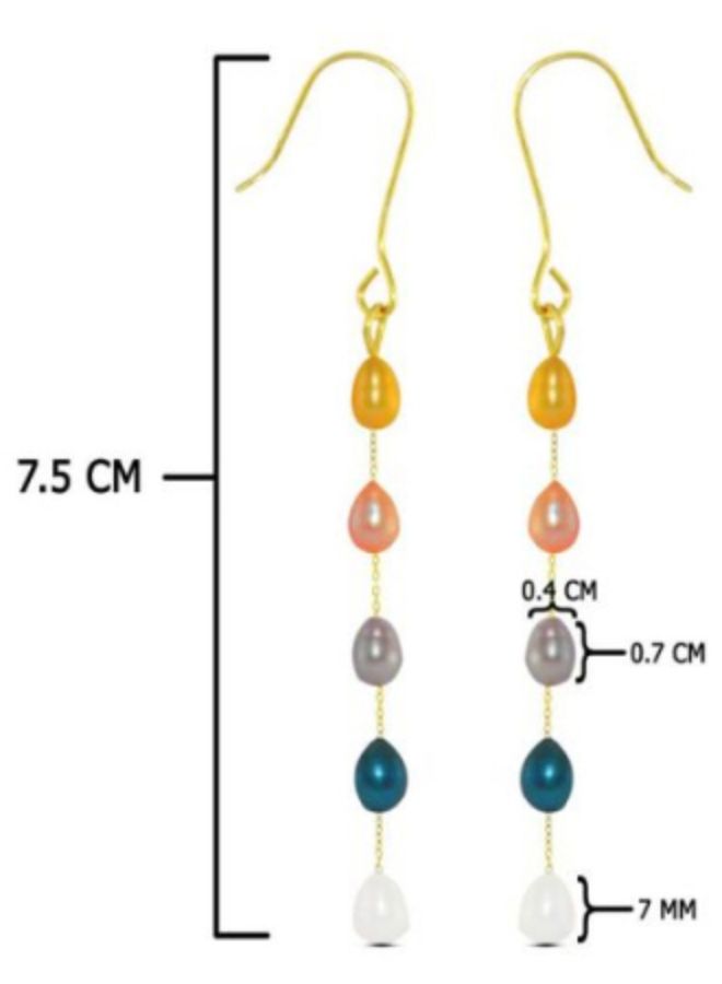 Vera Perla 10 Karat Gold Multi-Coloured Pearls Opera Drop Earrings - Image 2