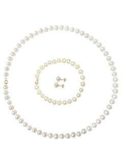 18 Karat Gold Genuine Pearl Jewellery Set