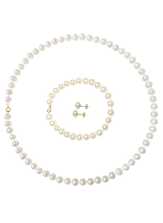Vera Perla - 18 Karat Gold Genuine Pearl Jewellery Set - Image 1