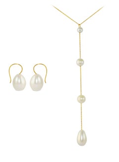 10 Karat Gold Gradual Pearl Jewellery Set