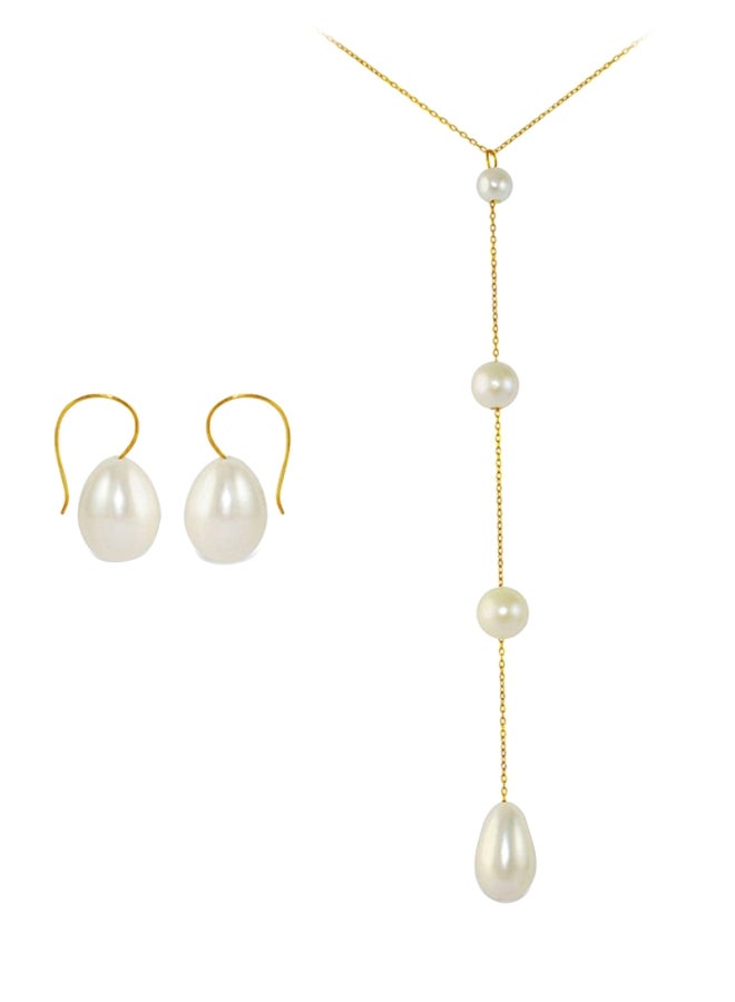 Vera Perla - 10 Karat Gold Gradual Pearl Jewellery Set - Image 1