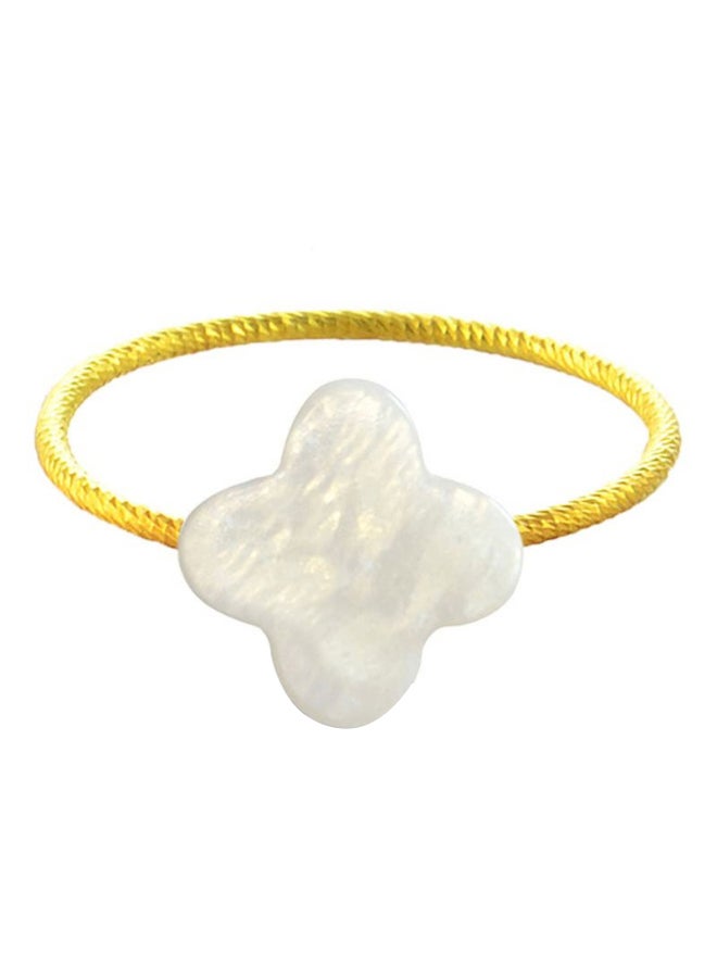 Vera Perla - 18 Karat Gold Plum Flower Shape Mother Of Pearl Ring - Image 1