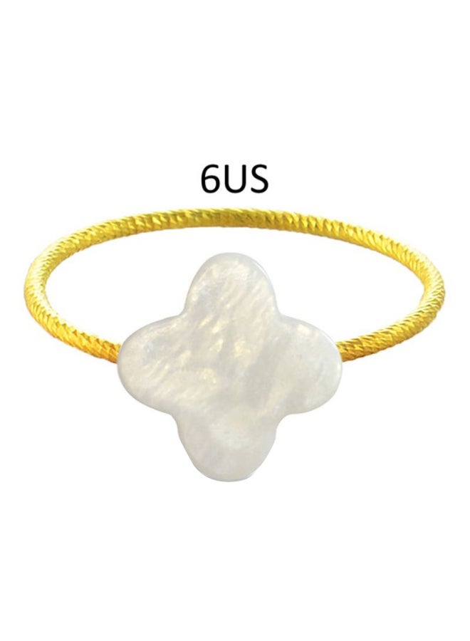 Vera Perla - 18 Karat Gold Plum Flower Shape Mother Of Pearl Ring - Image 1