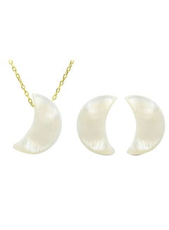 18 Karat Gold Crescent Shape Mother Of Pearl Jewellery Set