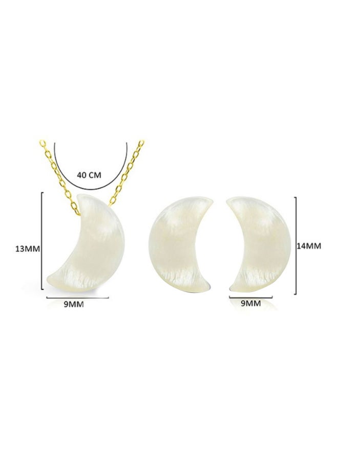 Vera Perla - 18 Karat Gold Crescent Shape Mother Of Pearl Jewellery Set - Image 1