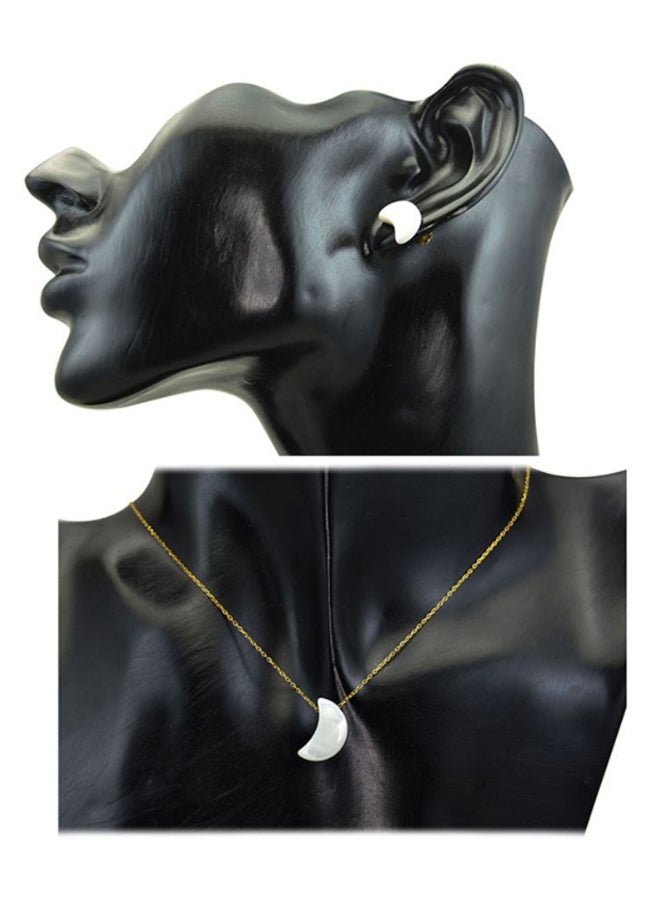Vera Perla - 18 Karat Gold Crescent Shape Mother Of Pearl Jewellery Set - Image 1