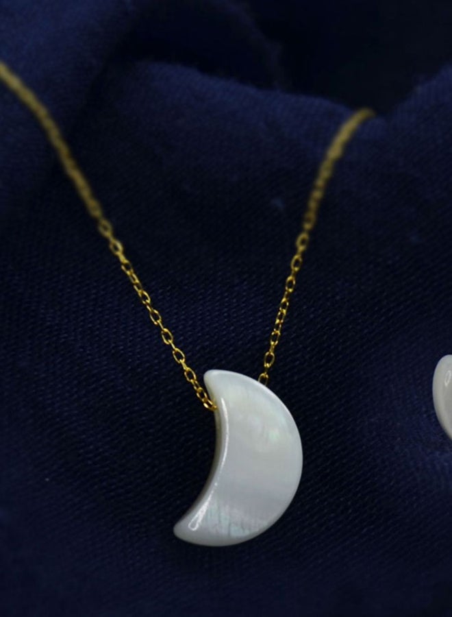Vera Perla - 18 Karat Gold Crescent Shape Mother Of Pearl Jewellery Set - Image 1