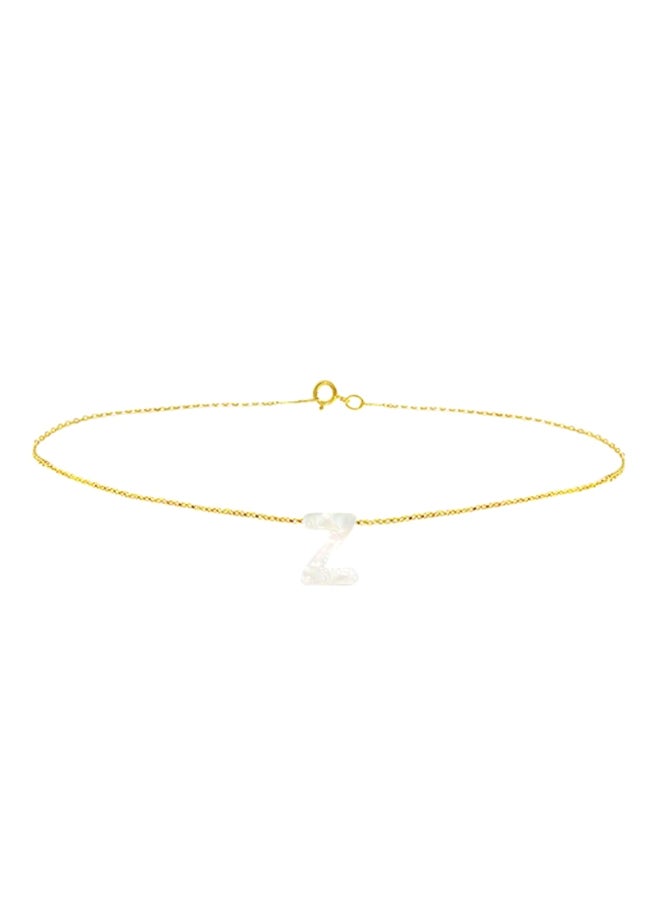 Vera Perla - 18 Karat Gold Z Letter Mother Of Pearl Bracelet - Image 1