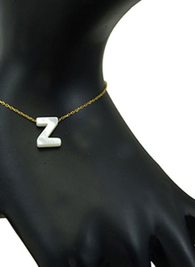 Vera Perla - 18 Karat Gold Z Letter Mother Of Pearl Bracelet - Image 1