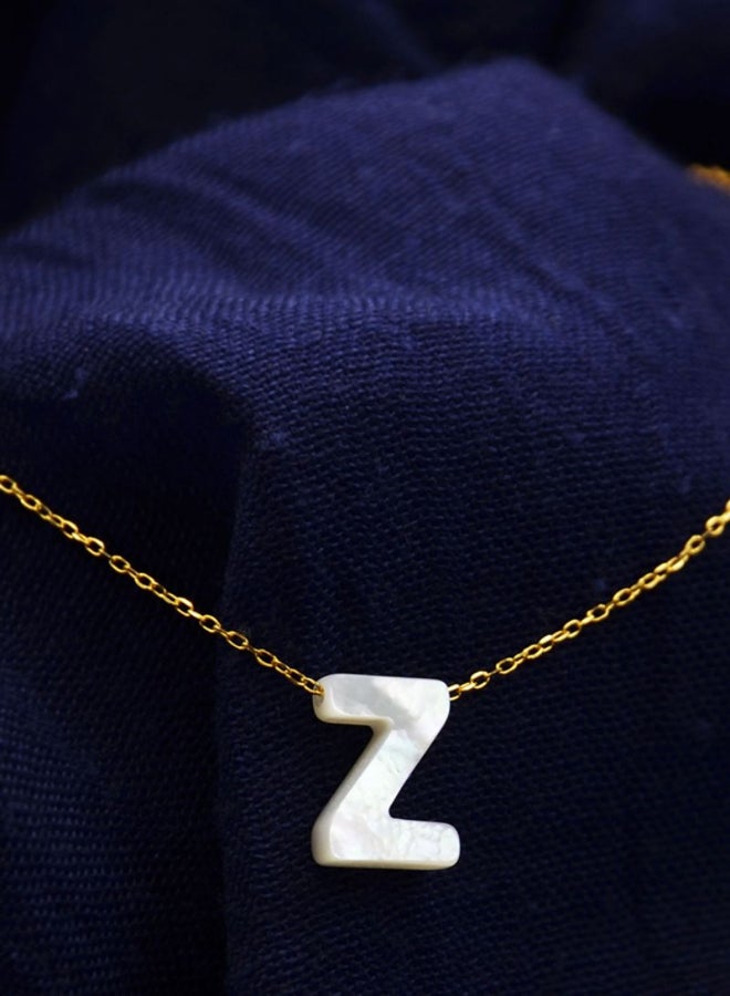 Vera Perla - 18 Karat Gold Z Letter Mother Of Pearl Bracelet - Image 1