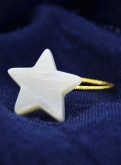 Vera Perla 18 Karat Gold Star Design Mother Of Pearl Ring  - Image 3