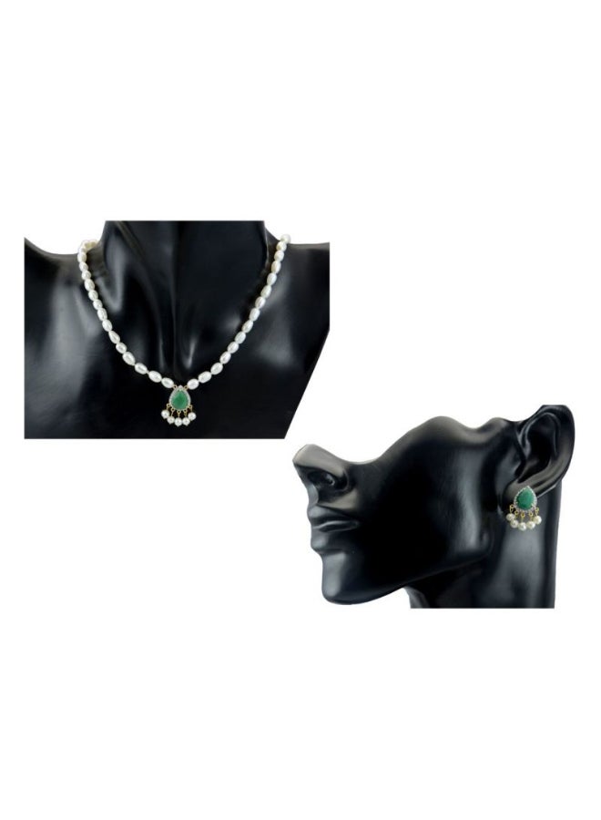 Vera Perla - 18 Karat Gold Royal Indian Emerald Jewellery Set - Image 1