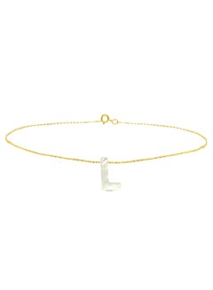 18 Karat Gold L Letter Mother Of Pearl Charm Bracelet - v1601014108/N13450308A_1