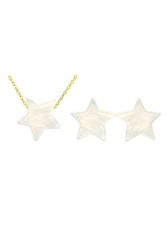 18 Karat Gold Star Shape Mother Of Pearl Jewellery Set
