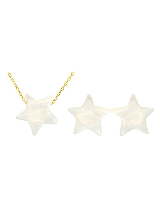 Vera Perla - 18 Karat Gold Star Shape Mother Of Pearl Jewellery Set - Image 1