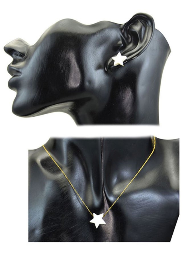 Vera Perla - 18 Karat Gold Star Shape Mother Of Pearl Jewellery Set - Image 1