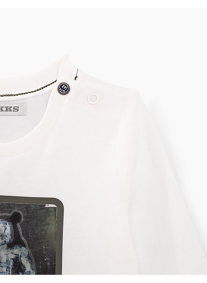 IKKS - Printed Round Neck T-Shirt White - Image 1