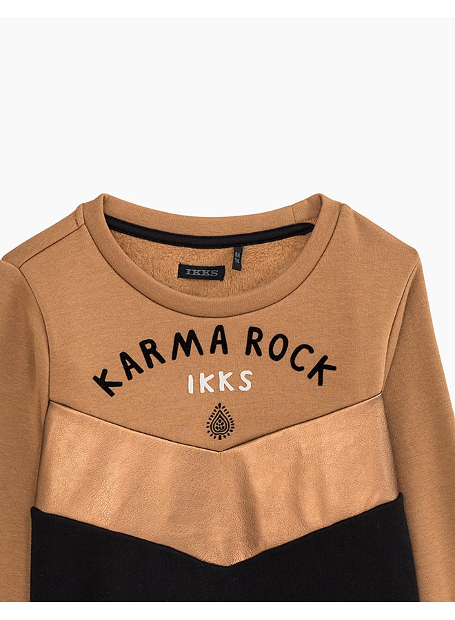 IKKS - Two Tone Long Sleeves Sweatshirt Brown/Black - Image 1